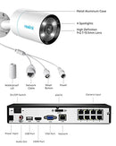 REOLINK 4K Security Camera System, 4pcs H.265 PoE Wired Bullet 4K Cameras with Person Vehicle Detection, Two-Way Talk, Spotlights, 4K/8MP 8CH NVR with 2TB HDD for 24-7 Recording, RLK8-812B4-A