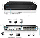 Reolink 4K PoE NVR 16 Channel Pre-Installed 3TB Hard Drive 4K/5MP/4MP/1080P HD 24/7 Surveillance Recording Home Security Camera System Video Recorder RLN16-410
