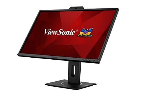 ViewSonic VG2740V 27 Inch 1080p IPS Video Conferencing Monitor with Integrated 2MP Camera, Microphone, Speakers, Eye Care, Ergonomic Design, HDMI DisplayPort VGA Inputs for Home and Office