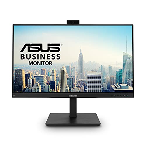 ASUS 27” 1080P Video Conference Monitor (BE279QSK) - Full HD, IPS, Built-in Adjustable 2MP Webcam, Mic Array, Speakers, Eye Care, Wall Mountable, Frameless, HDMI, DisplayPort, VGA, Height Adjustable