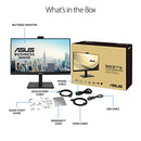 ASUS 27” 1080P Video Conference Monitor (BE279QSK) - Full HD, IPS, Built-in Adjustable 2MP Webcam, Mic Array, Speakers, Eye Care, Wall Mountable, Frameless, HDMI, DisplayPort, VGA, Height Adjustable