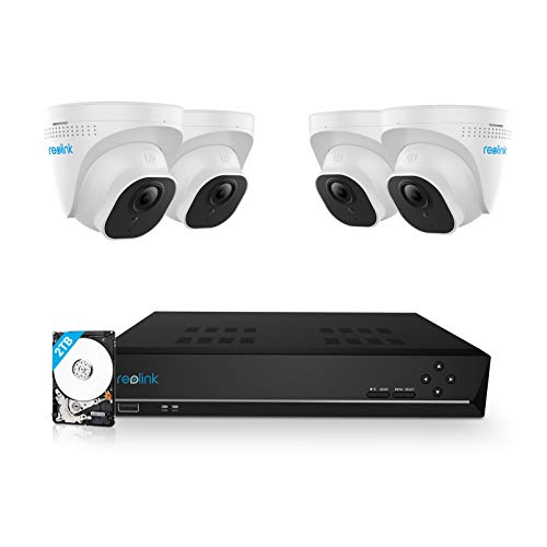 REOLINK 5MP 8CH Home Security Camera System, 4pcs Wired 5MP Outdoor PoE IP Cameras, 4K 8CH NVR with 2TB HDD for 24-7 Recording, RLK8-520D4-5MP