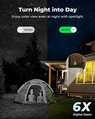 Spotlight Security Camera Wireless Outdoor Wire-Free Battery/Solar Powered, PIR Motion Activated Video Record, 1080P Night Vision, Two-Way Talk, Built-in Siren, for Home Surveillance Reolink Argus 3