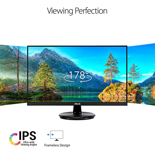 ASUS 27” 1080P Monitor (VA27DCP) - Full HD, IPS, 75Hz, USB-C 65W Power Delivery, Speakers, Adaptive-Sync/FreeSync, Eye Care, Low Blue Light, Flicker Free, VESA Mountable, Frameless, HDMI